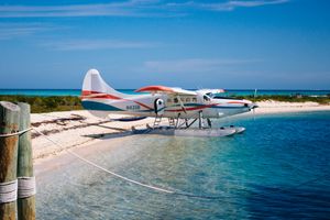 Seaplane at the beach in Dry Tortugas National Park