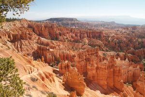 Aerial view of Bryce Canyon National Park and the people walking by