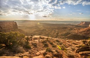 View from the cliff at Canyonlands National Park, moments before sunset.