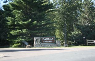 Sign at the entrance to Baraga State Park