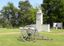 Cannon monument at Brice's Crossroads Battlefield