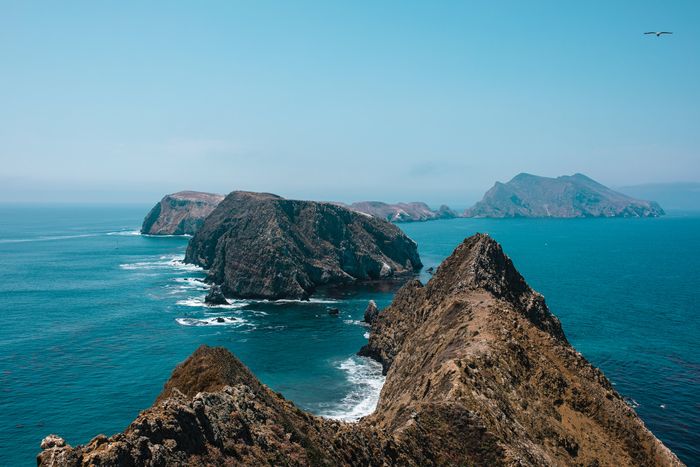 View of brown rocky mountains at Channel Islands National Park